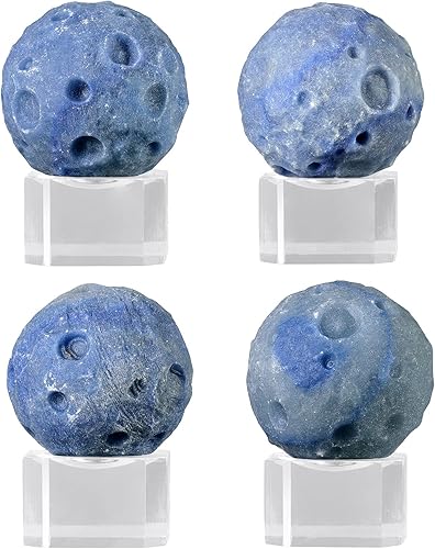 Miniatura 4 de mookaitedecor Adorno de bola de cristal de aventurina azul (1.575 pulgadas) con soporte acrílico, superficie planeta irregular para decoración del