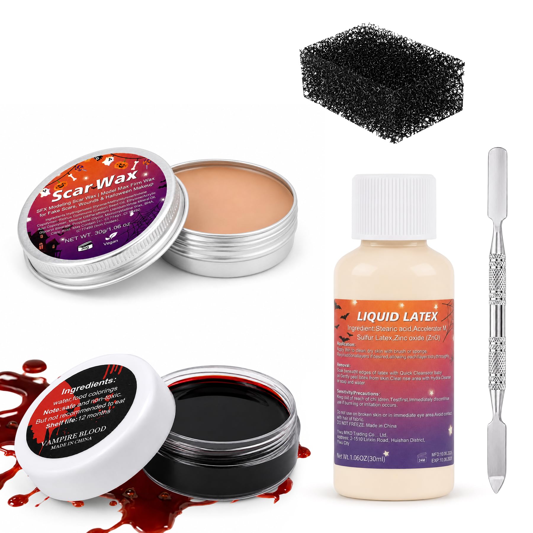 Halloween SFX Makeup Kit Scar Wax Fake Blood Latex Tools Style A SFX Makeup Kit 01