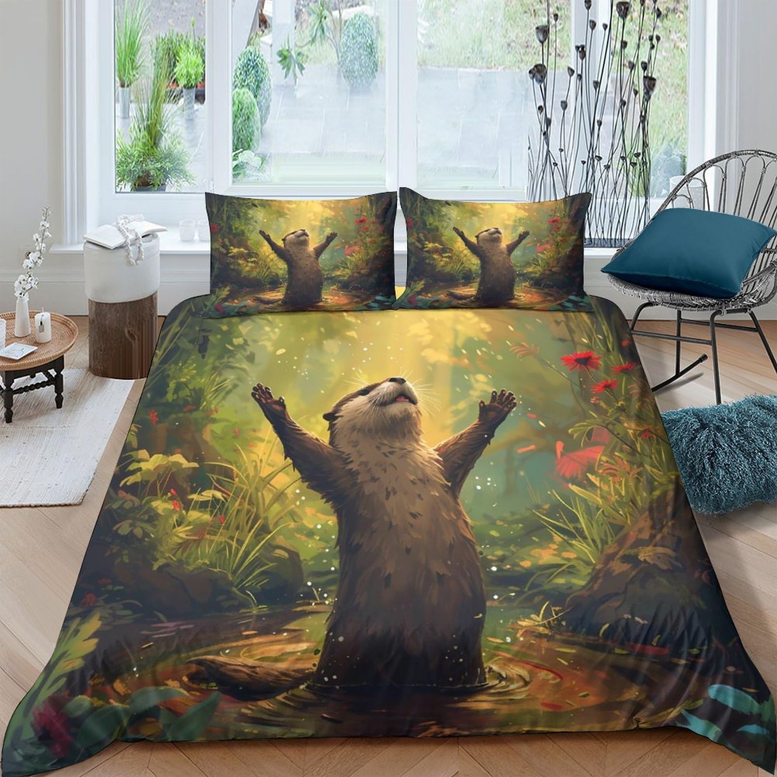 Linge de lit loutre de la forêt pour s'endormir au cœur de la nature