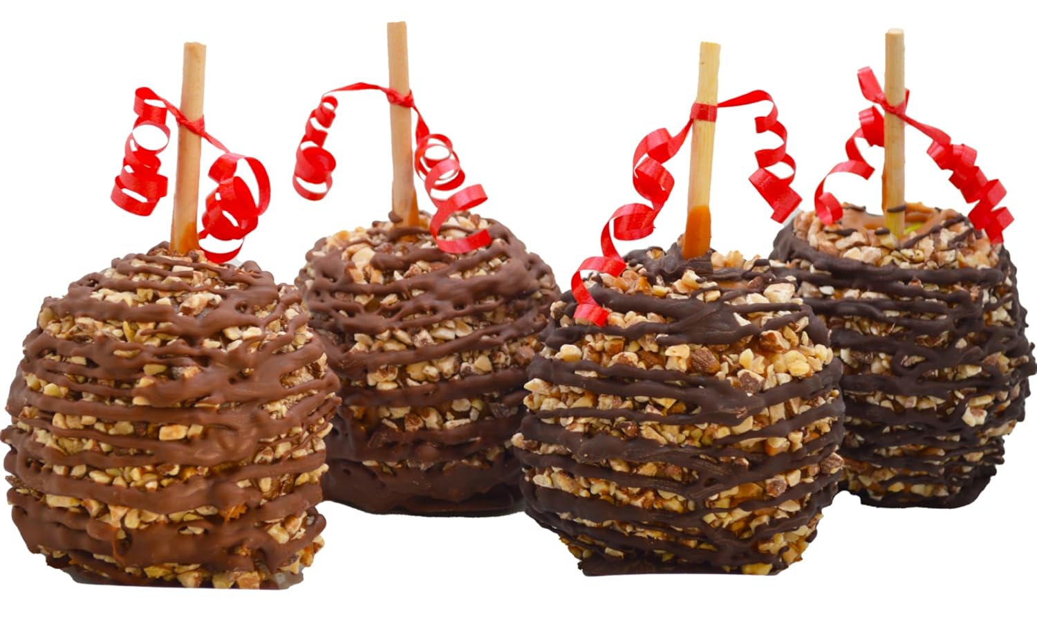 US Sweets Caramel Apples - Caramel Granny Smith Apples | Candied Apples | Delicious Gift | Handmade in Small Batches | Guaranteed to Arrive Fresh (Milk, Dark Chocolate, Almond Bear, 4 Pack)