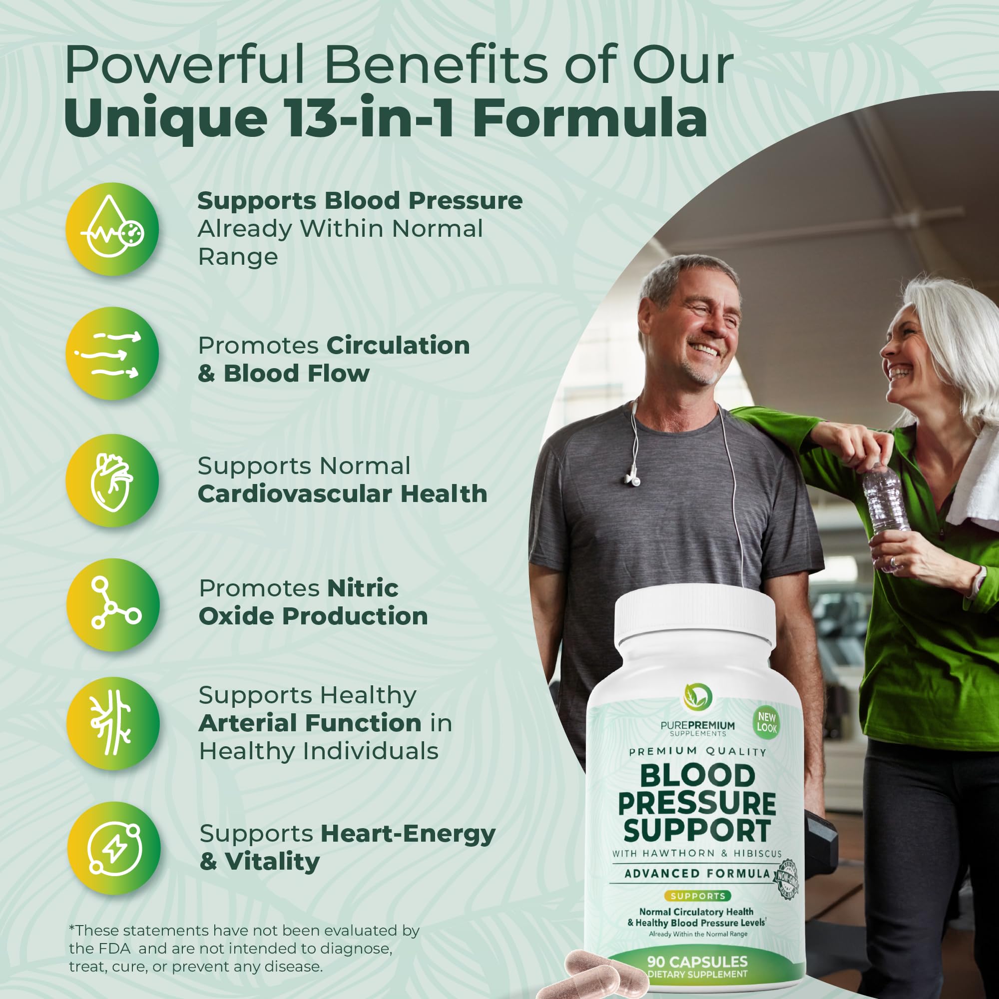 PurePremium Blood Pressure Supplements with Hawthorn Berry, Hibiscus - 90ct — Amazon image 2