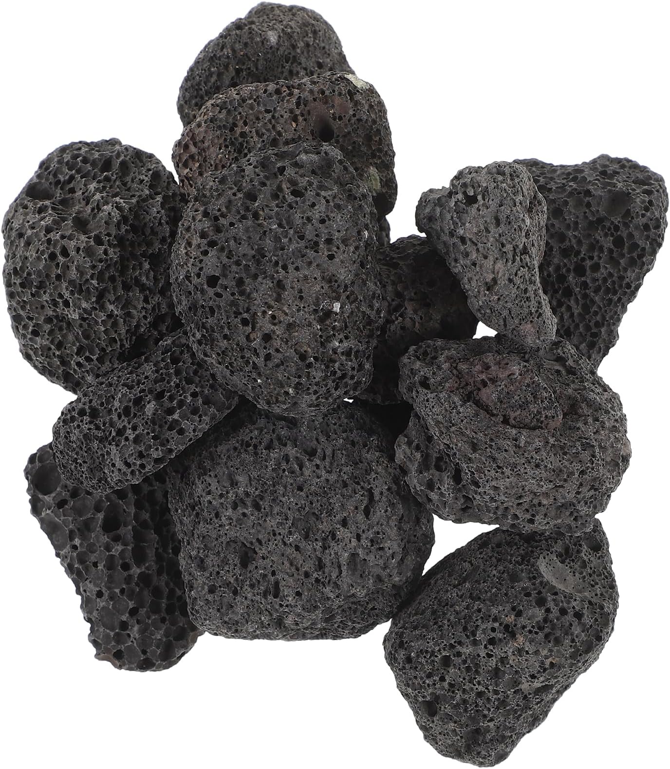 Cabilock Natural Pebbles Fire Stone Granules Volcanic Fire Pit & Gas Grills Stones Ideal for BBQ Fireplaces Pits Plants Bonsai Cultivation and Aquariums, Black ((400g/bag, varies in Size)