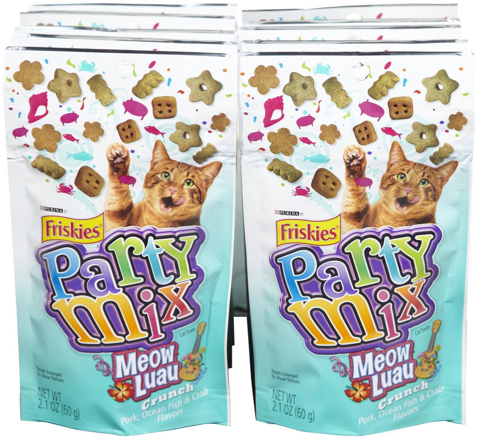 Friskies Party Mix Meow Luau Crunch - Pork, Ocean Fish & Crab - 10x2.1oz