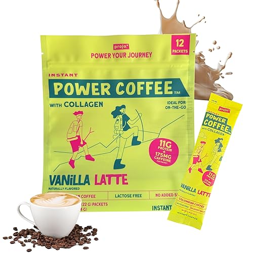 Projo* Café instantáneo con proteínas, 12 paquetes, café totalmente natural, 100% brasileño, apto para dieta cetogénica y sin lactosa, 0.42 oz de