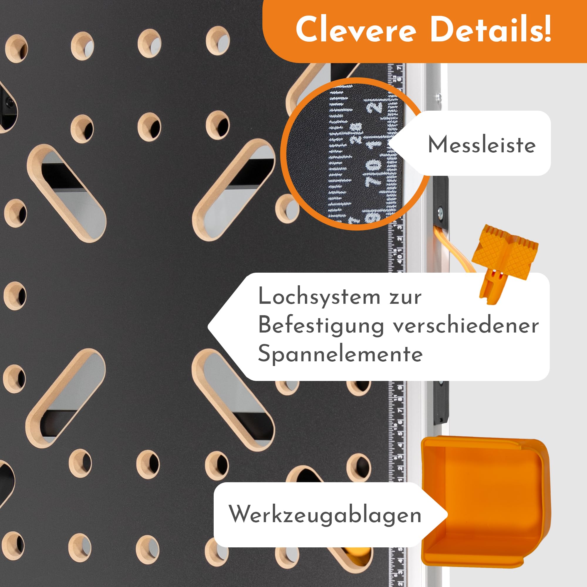 LEMODO Mobile Werkbank klappbar, höhenverstellbarer Multifunktionstisch für Werkstatt & Baustelle, stabile Klappwerkbank mit großer Arbeitsfläche, 454 kg Tragkraft, viel Zubehör & Ordnungssystem