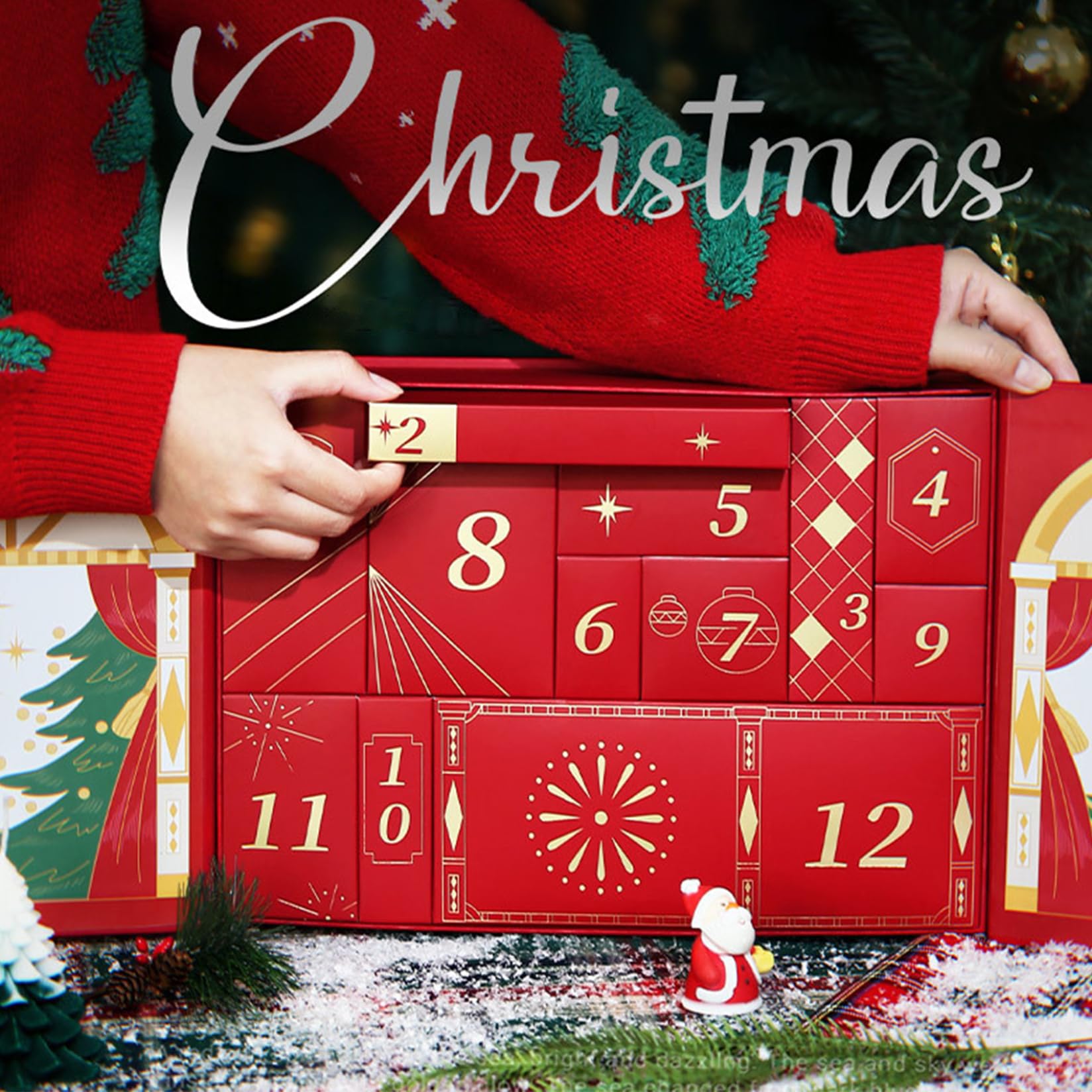 Calendario dell'Avvento vuoto da riempire con 12 scatole, calendario dell'Avvento fai da te, per bambini, famiglia, decorazioni natalizie