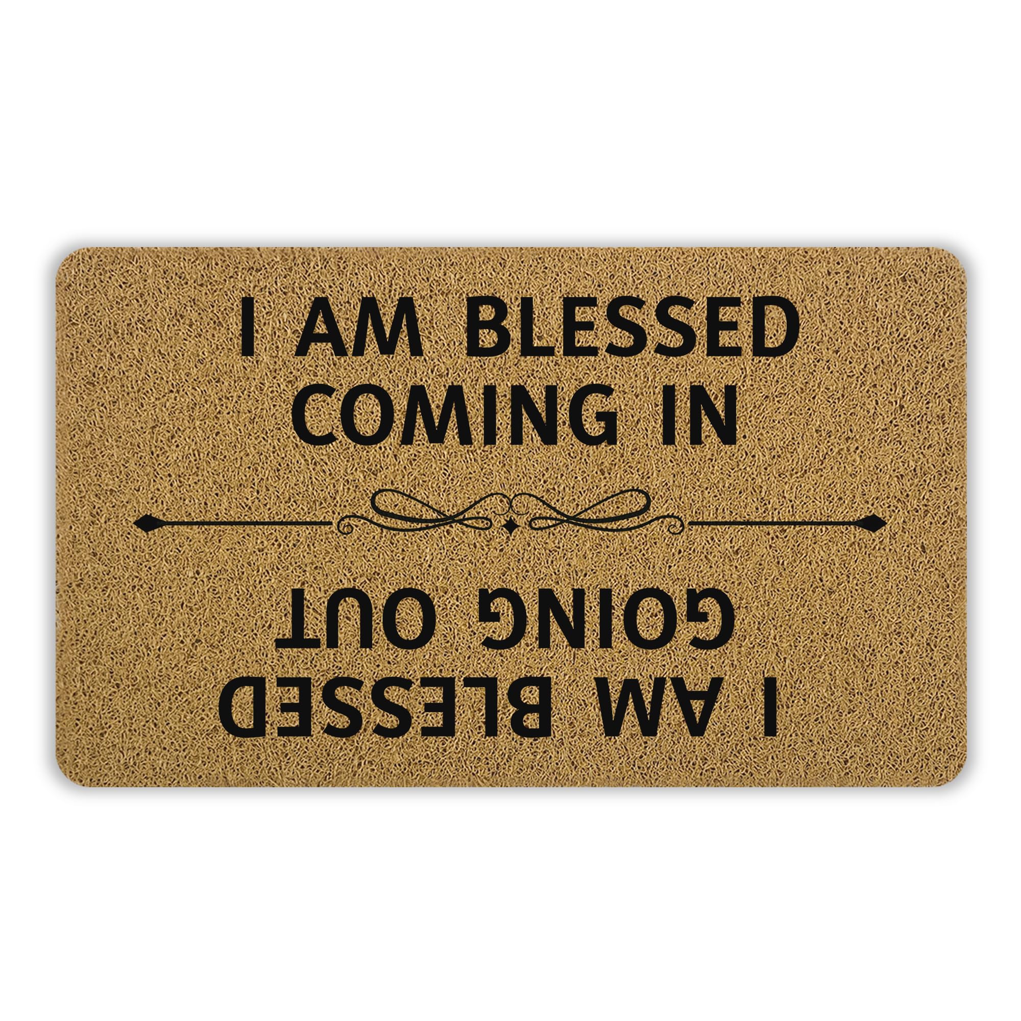 INDAJEDN Funny Welcome Mats for Front Door Porch Entryway, I Am Blessed Coming in and Going Out Doormat, Funny Door Mat Outside Inside Outdoor Indoor
