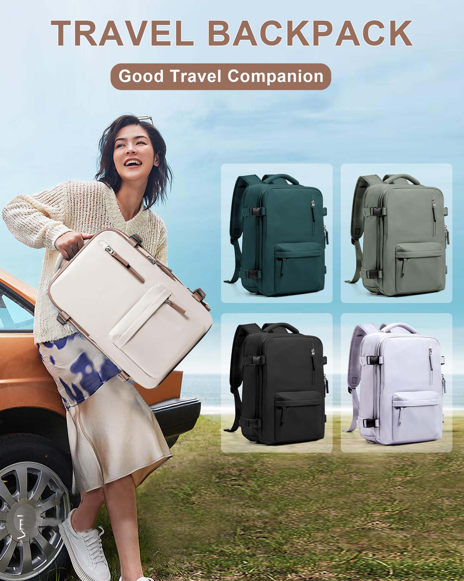 BJLFS Borse da Cabina per Ryanair 40×20×25 Zaino da Viaggio con Sottovuoto Bagaglio a Mano Easyjet 45×36×20,Zaino con sistema di compressione,Zaino Casual per laptop da 14 pollici per scuola