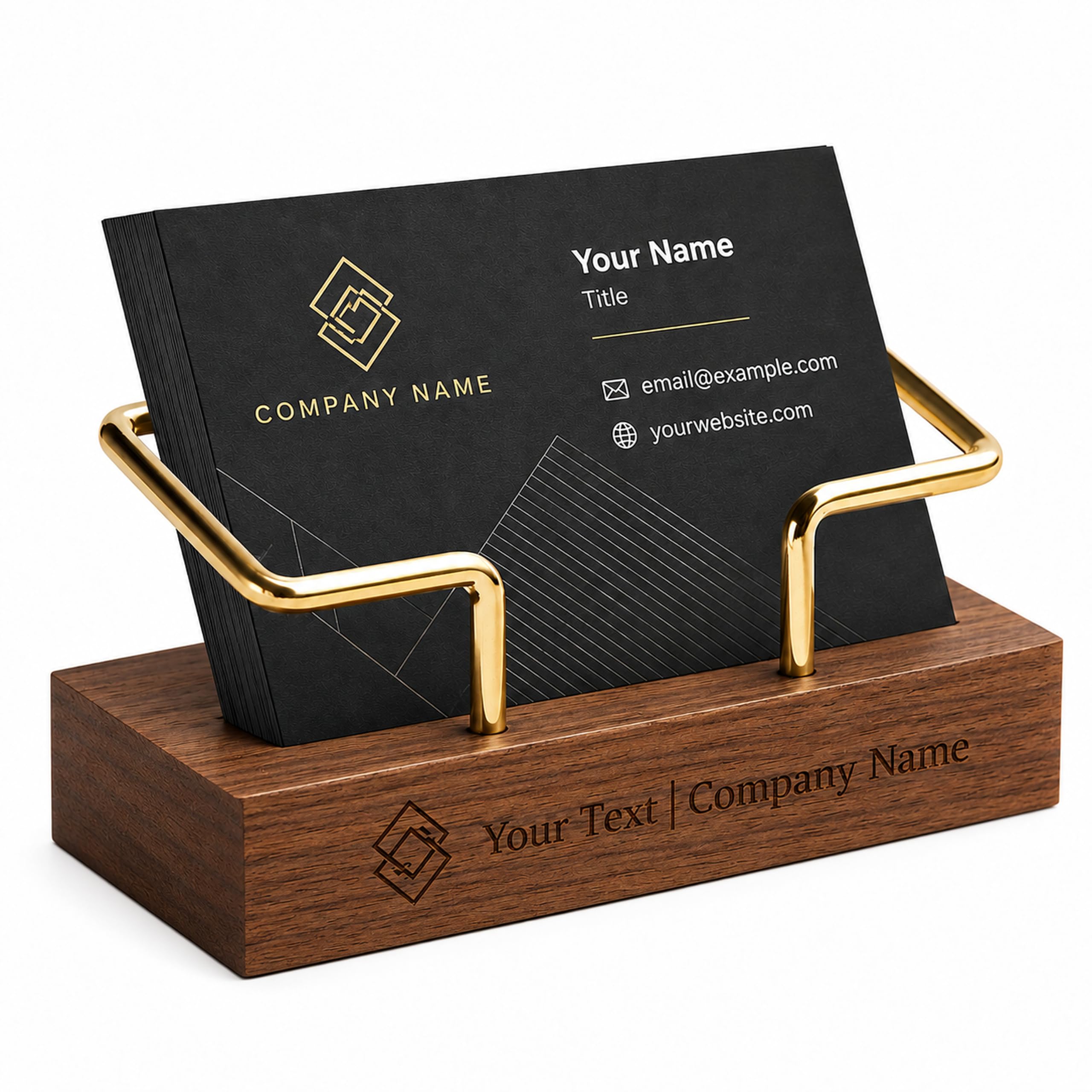 HJX Custom Business Card Holder for Desk (A-Walnut)