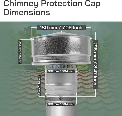 Miniatura 4 de Vent Systems Tapa redonda de ventilación de techo de acero galvanizado de 4 pulgadas, tapa protectora de escape redonda para todas las estaciones,