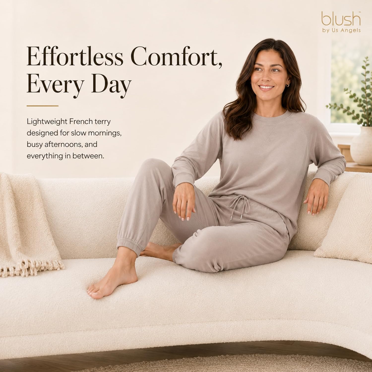  2 Piece Jogger Lounge Set for Women | Women's Travel Sweatsuit - Lightweight, Cozy Loungewear thumbnail