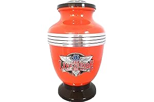 Harley Davidson 333 Orange Biker/Motorcycle LTR Adult Metal Cremation Urn