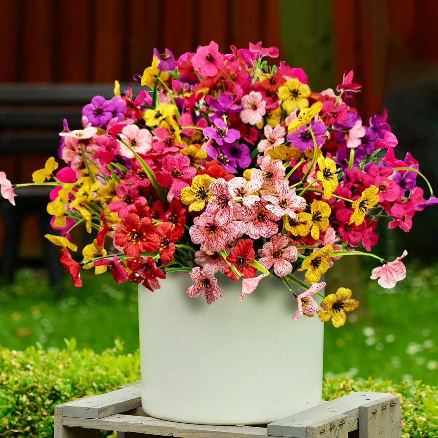20 Pcs Plastic Flowers for Outdoors, Fake Outdoor Artificial Flowers for Outdoors UV Resistant, Fake Plants Artificial Plants Outdoor Plastic Plants, Silk Faux Spring Flowers for Outside