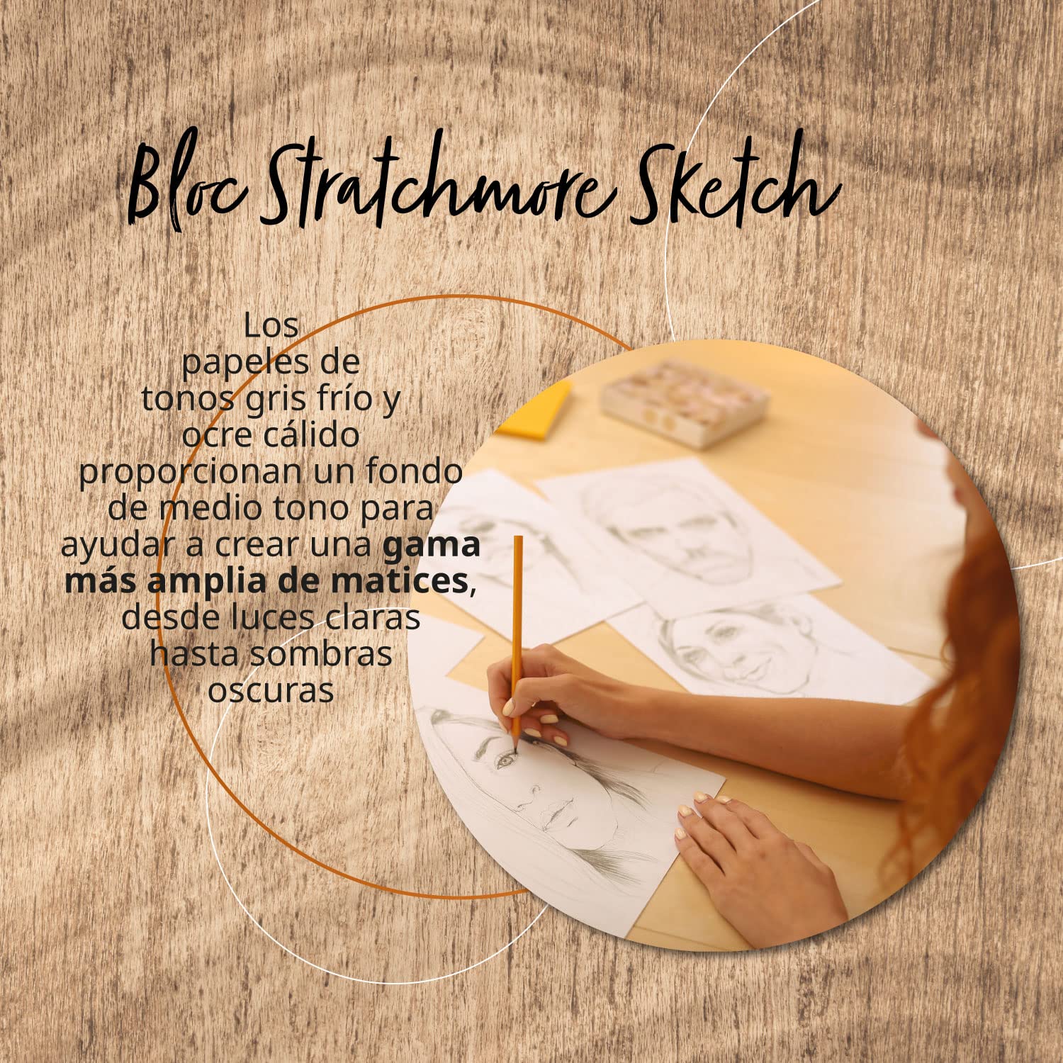 Block Strathmore Sketch, verleimt, 22,9 x 30,5 cm, mit 50 Blatt à 118 g, Toned Tan und Skizzen-Set mit 11 Stück, Metalletui Lyra Rembrandt - Ofituria
