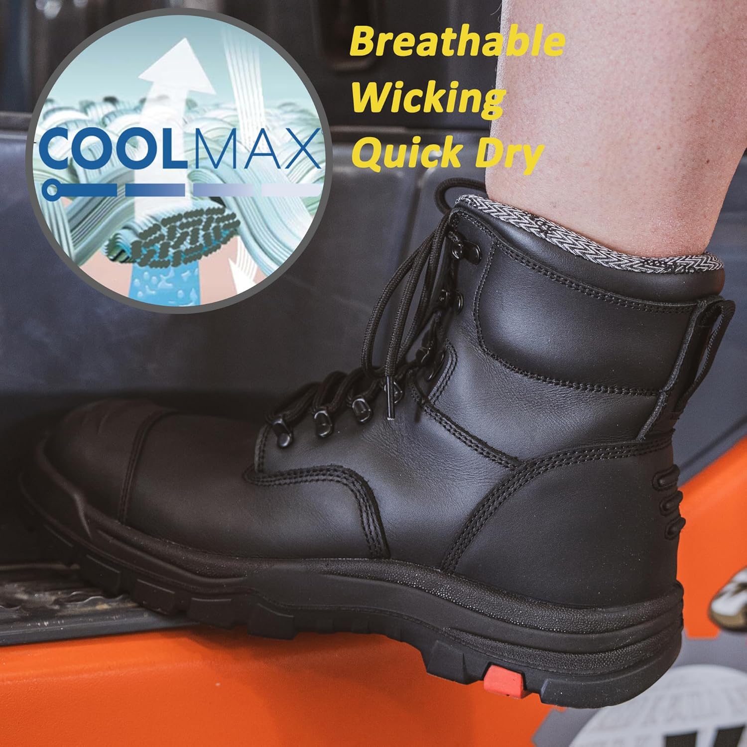 ROCKROOSTER Roslyn Composite Toe Side Zip Work Boots for Men, 7" Lightweight Comp Toe Cap Comfortable YKK Zipper Non-slip Rubber,ASTM F2413-18 EH Safety Boot, Wide Ankle Support Boots (CP232Z-245Z) - Image 4