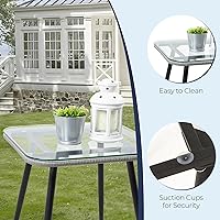 Vista 6 de Juego de muebles de patio de 5 piezas, juego de mimbre pequeño para conversación estilo bistró al aire libre, sillas de ratán de PE para todo tipo