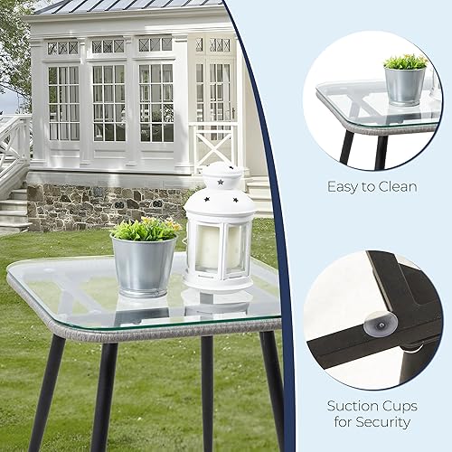 Miniatura 6 de Juego de muebles de patio de 5 piezas, juego de mimbre pequeño para conversación estilo bistró al aire libre, sillas de ratán de PE para todo tipo