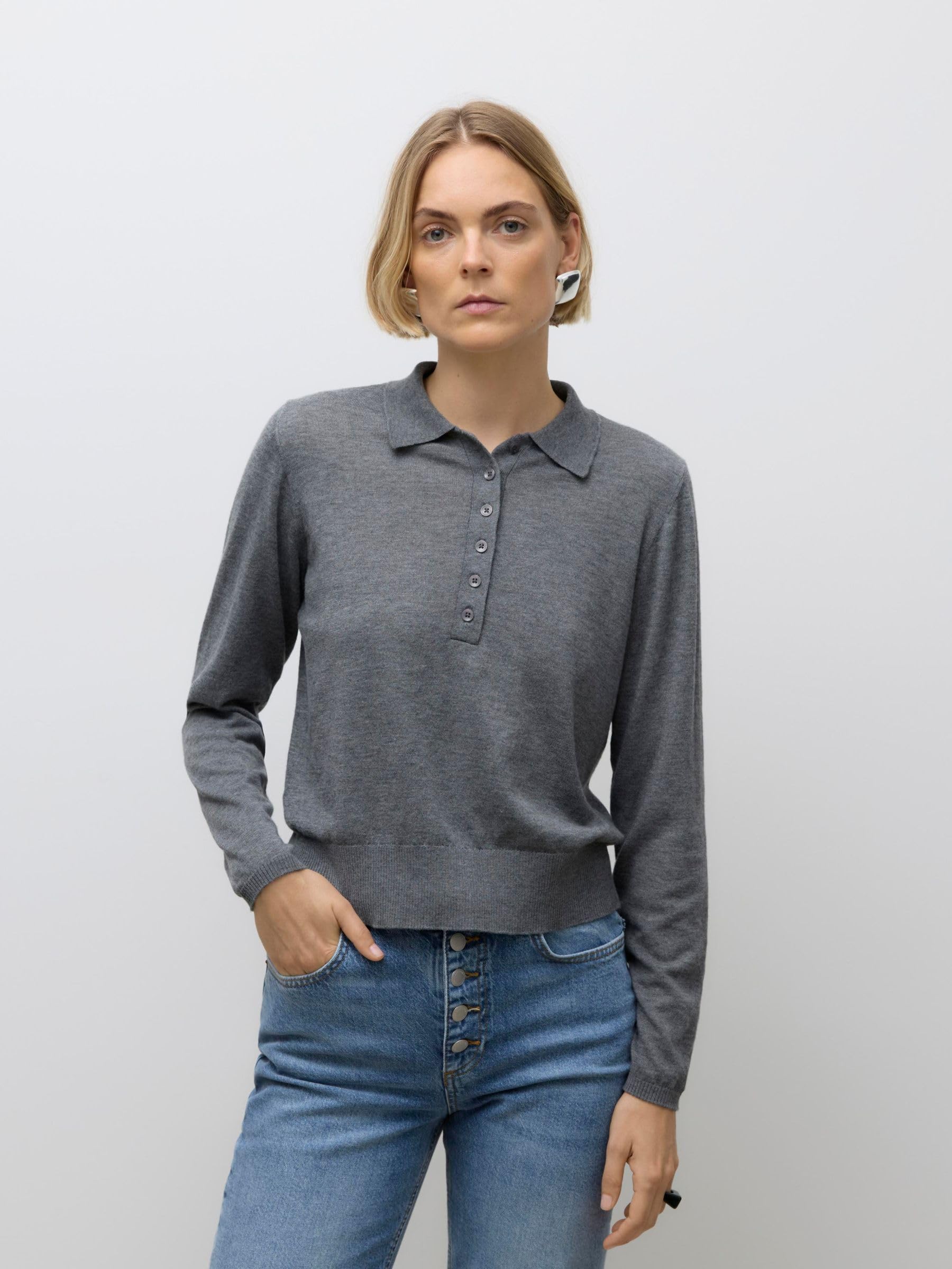 VERO MODA Female Polo AWSIKITA Gestricktes Poloshirt