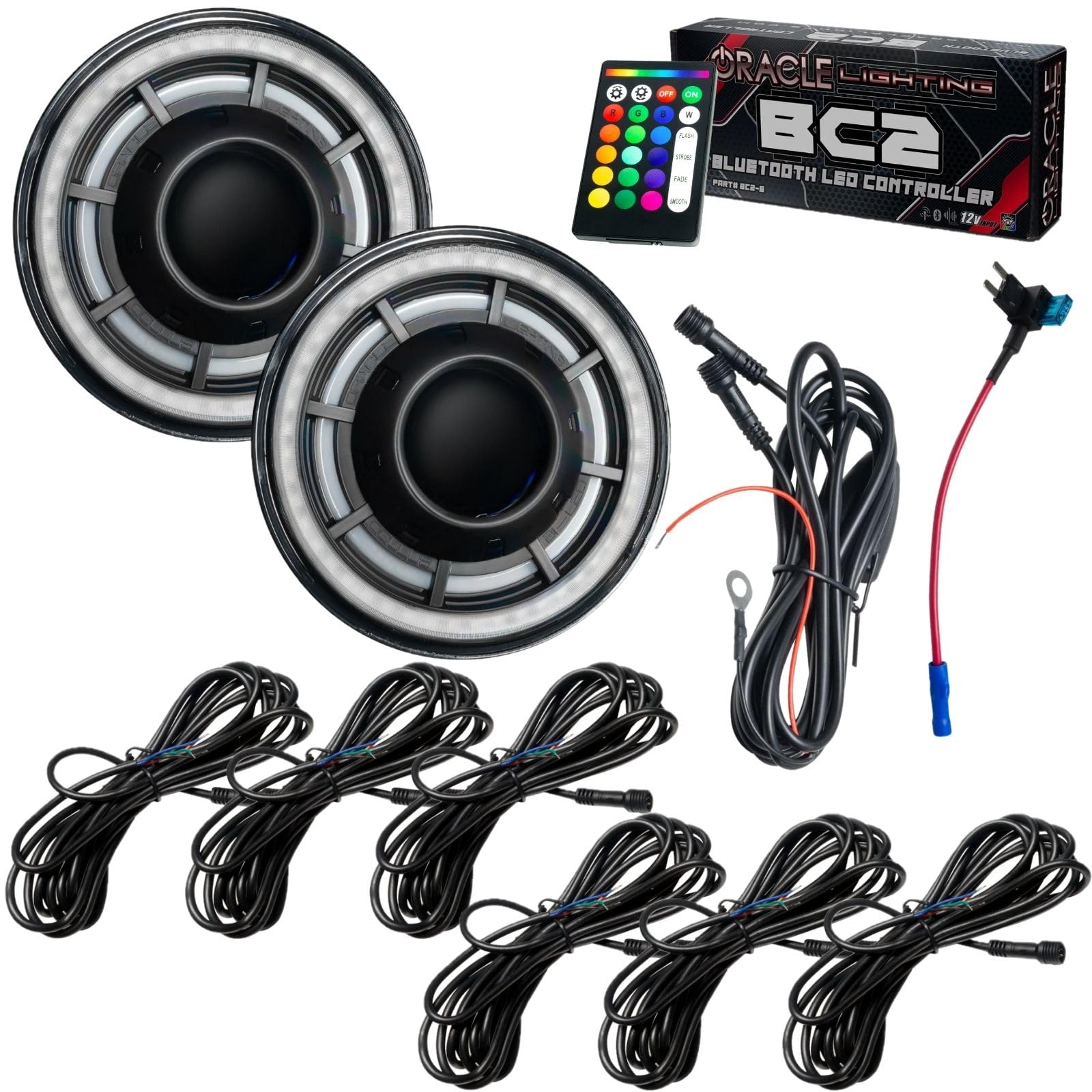 Lighting 5876-335 Oculus ColorSHIFT Bi-LED Projector 7" Headlights with BC2 Controller fits 2007 2018 Wrangler JK | Provides Enhanced Driver Visibility