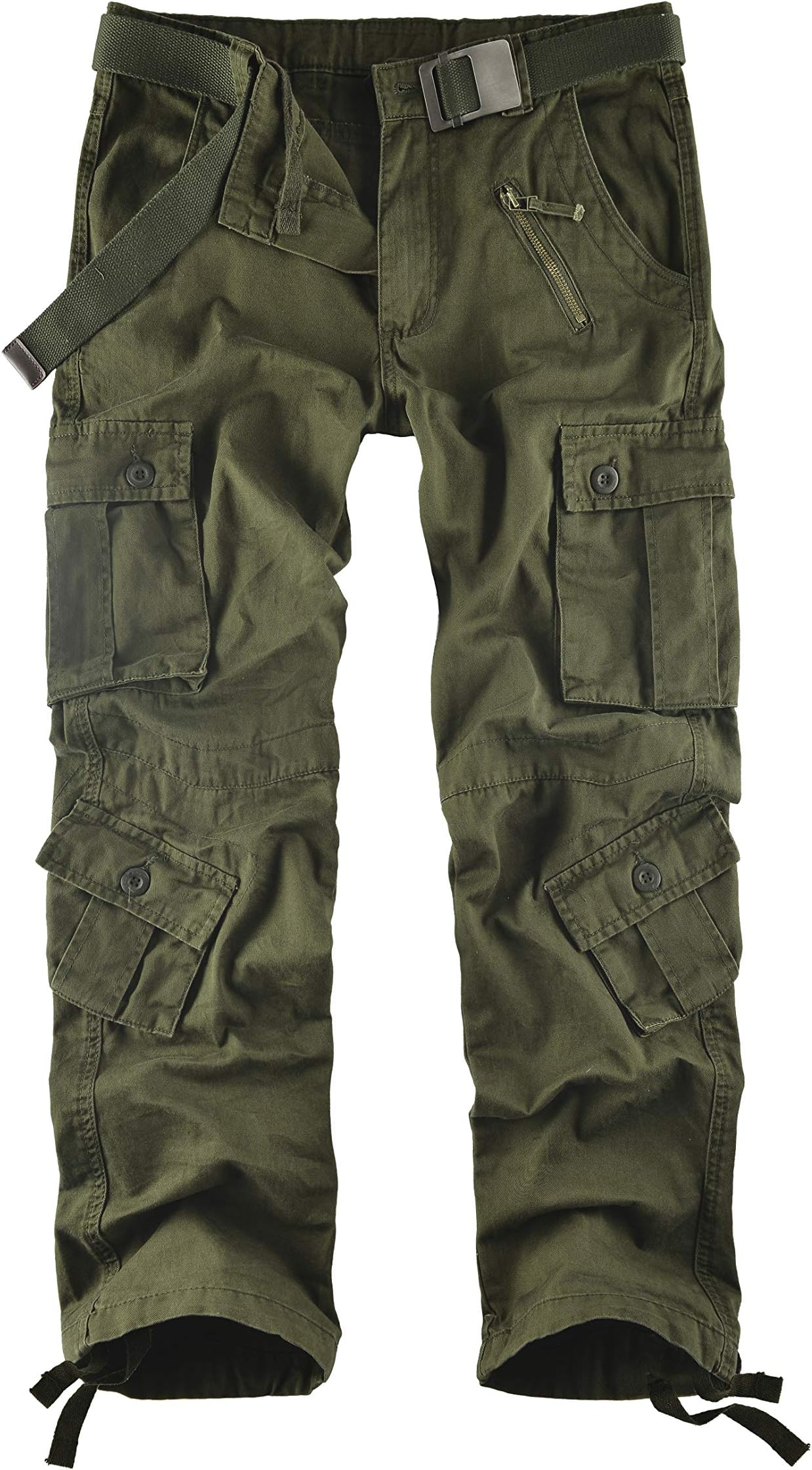 LewardMen's Wild Cotton Casual Military Army Cargo Camo Combat Work Cargo Hiking Pants with 8 Pocket