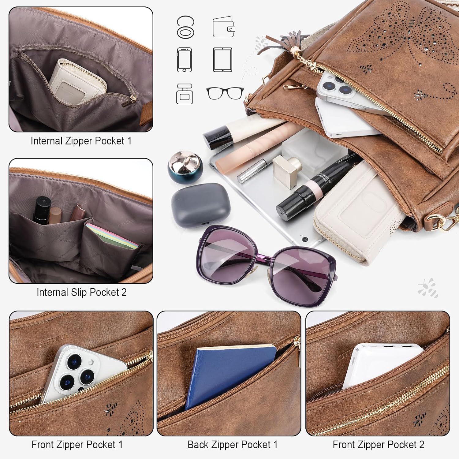 Medium Crossbody Bags for Women Trendy, Women's Butterfly Shoulder Handbags with Tassel - Image 3