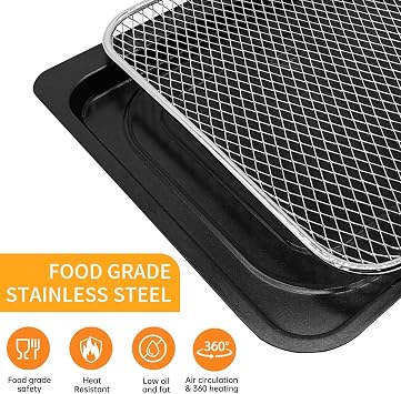 Air Fryer Replacement Parts for Chefman 12 Quart 6 In 1 digital Countertop Convection Oven, Air Fryer Drip Tray Grill Pan Grill Plate Crisper Plate Accessories Tray Rack