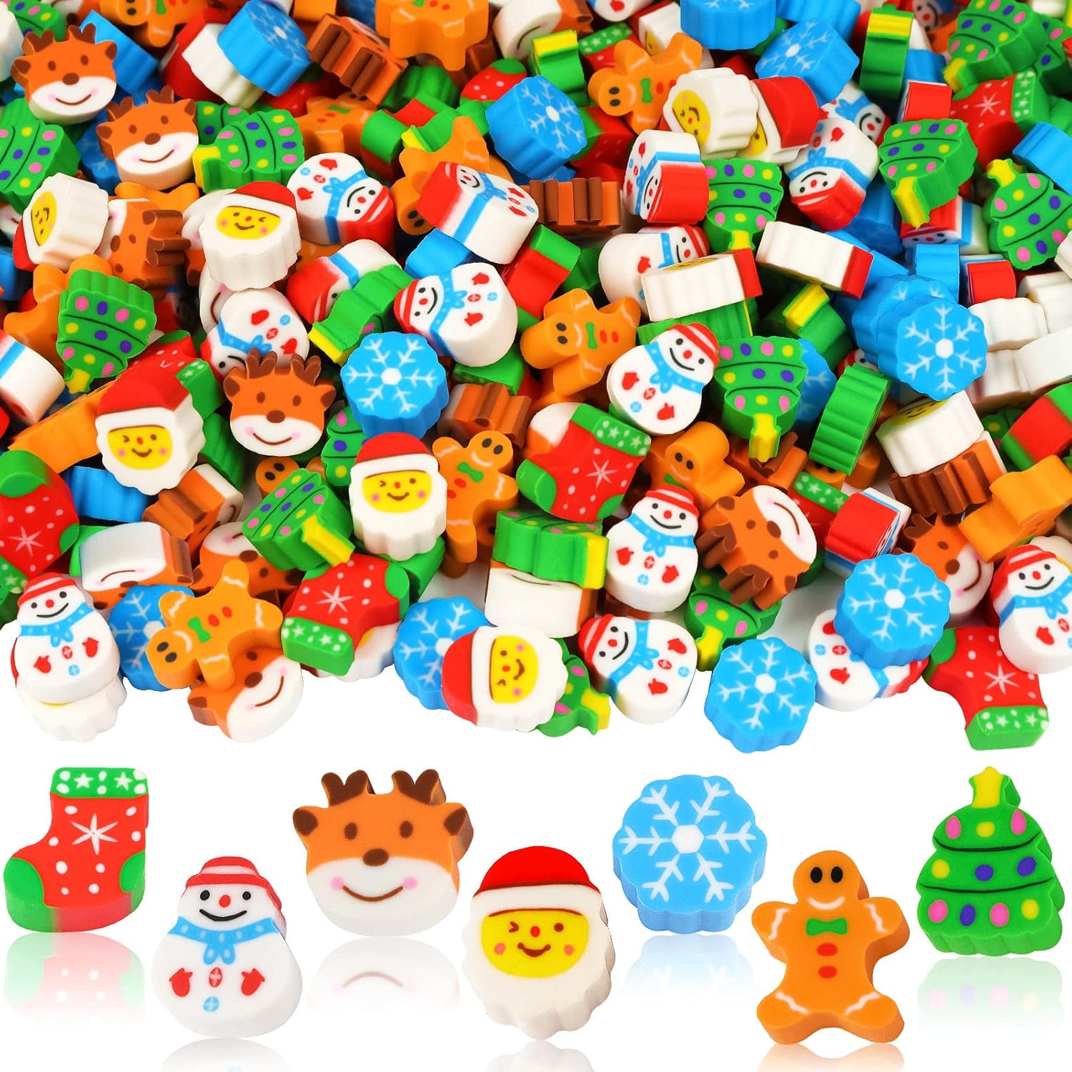 Christmas Erasers for Kids Bulk, 240 PCS Cute Mini Erasers