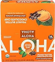 Vista 3 de Aloha Barras de proteína orgánica de mantequilla de maní con chispas de chocolate, 0.45 onzas de proteína a base de plantas, certificado orgánico