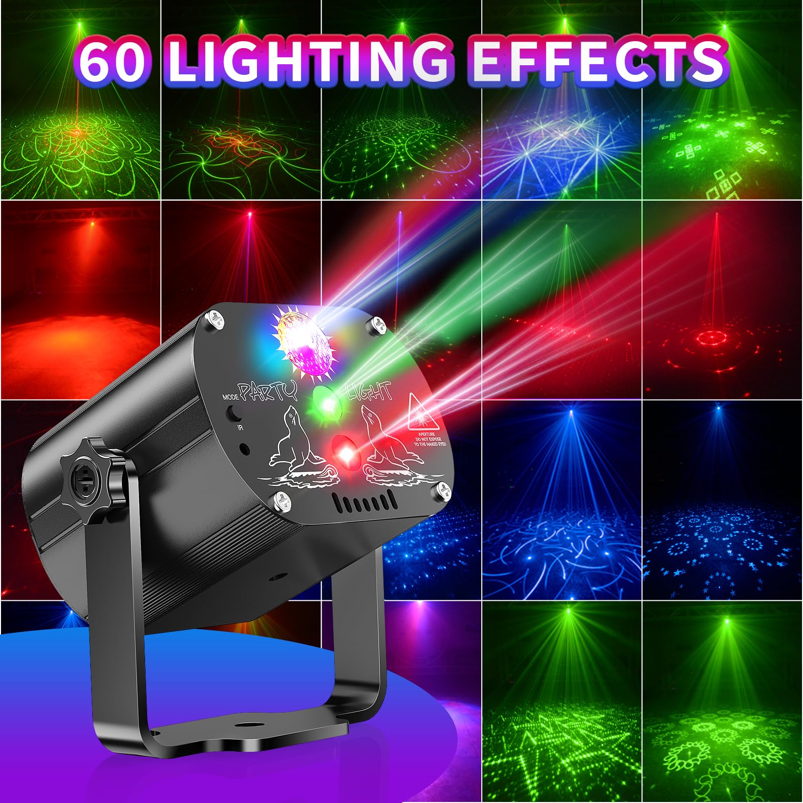 Mini luci discoteca, Luce da luci palla Festa Musicale Controllata7 Diversi Modelli Effetto Strobo luce discoteca Telecomando e USB 2M per Famiglia, Festa Disco Bambini (Nero argento)