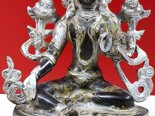 Vista 29 de Tara verde, quien te salva (Deidad budista tibetana) - Estatua de latón - Color verde Chola Chola Verde,Multi,Increíble Negro Verde