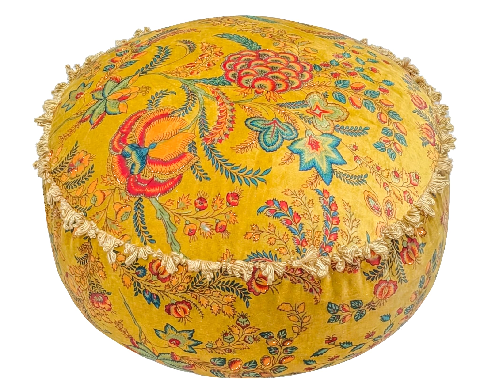 Mandala Life ART Housse de Pouf Rond Orange avec Broderie en Velours - Coussin de Sol Doux brodé au Design marocain, 60 cm de diamètre, idéal pour Le Salon, la Chambre ou la Salle de méditation