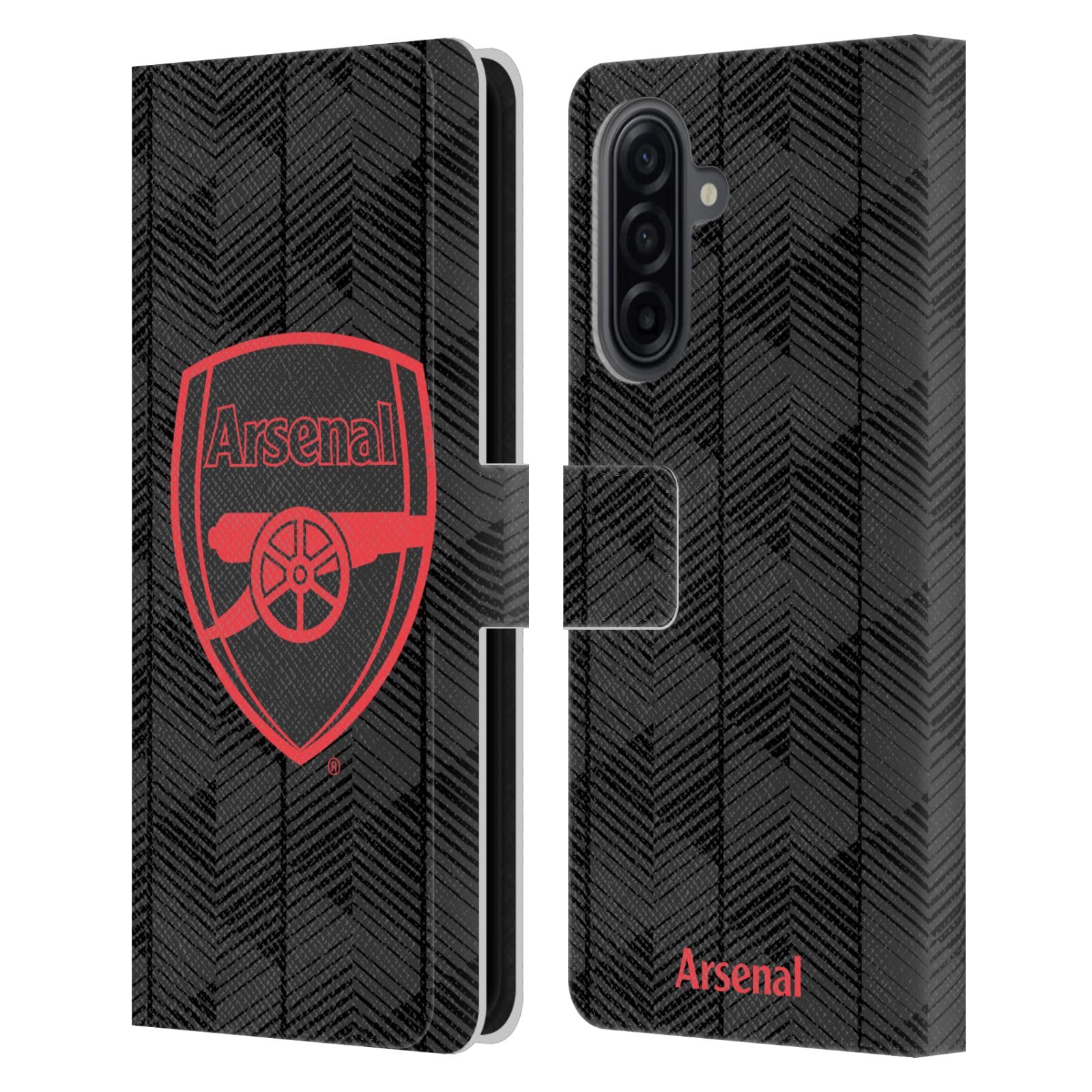 Head Case Designs Officially Licensed Arsenal FC Black Crest and Gunners Logo Leather Wallet Case Compatible With Samsung Galaxy A17 4G / 5G