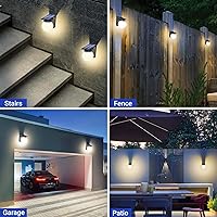 Vista 6 de Solar Wall Lights Outdoor, 1 Pack, 3 Lighting Modes, IP65 Waterproof, Wireless Solar Powered LED Lights for Backyard, Garden, Fence, Patio, Front