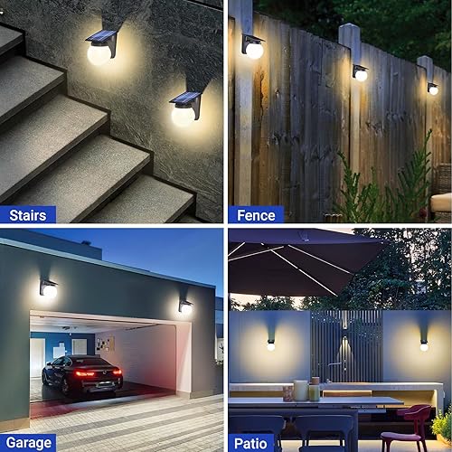 Miniatura 6 de Luces solares de pared para exteriores, 1 paquete, 3 modos de iluminación, IP65 impermeable, luces LED inalámbricas alimentadas por energía solar
