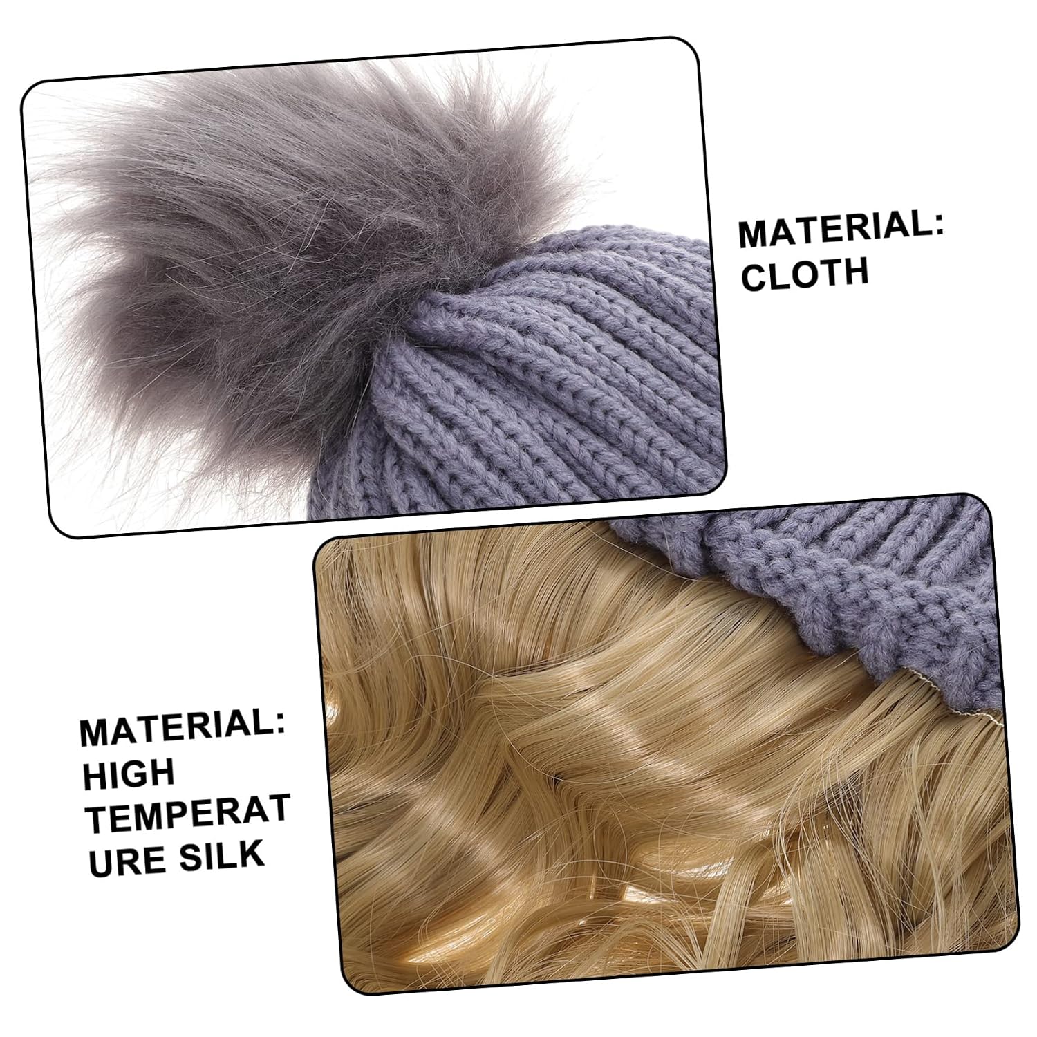 Wig Cap for Women Long Curly Hat Hair Replacement Stretchable Winter Hat Multi