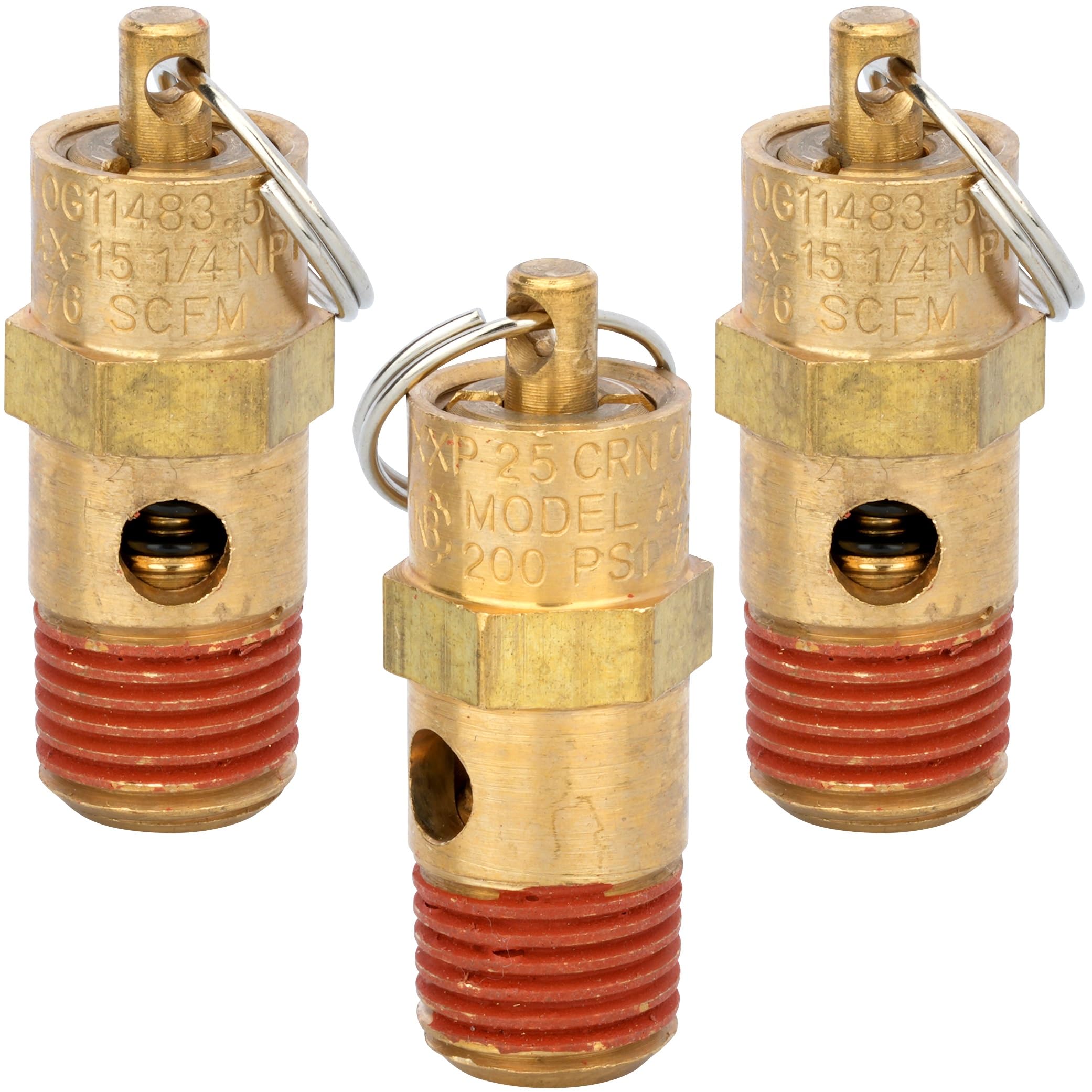 AYWGZL Air Compressor Pressure Relief Valve 1/4" Male NPT 200 PSI Brass Safety Check Valve, Brass Safety Valve (NPT 200 PSI)