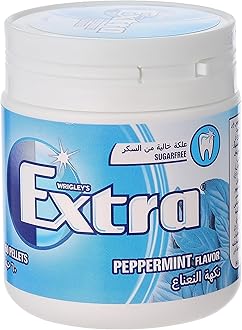Wrigley's Extra Chewing Gum, Peppermint Flavour, 6 Bottles of 46 Pieces, Sugar Free Chewing Gum Bulk Pack with Xylitol (276 pieces)