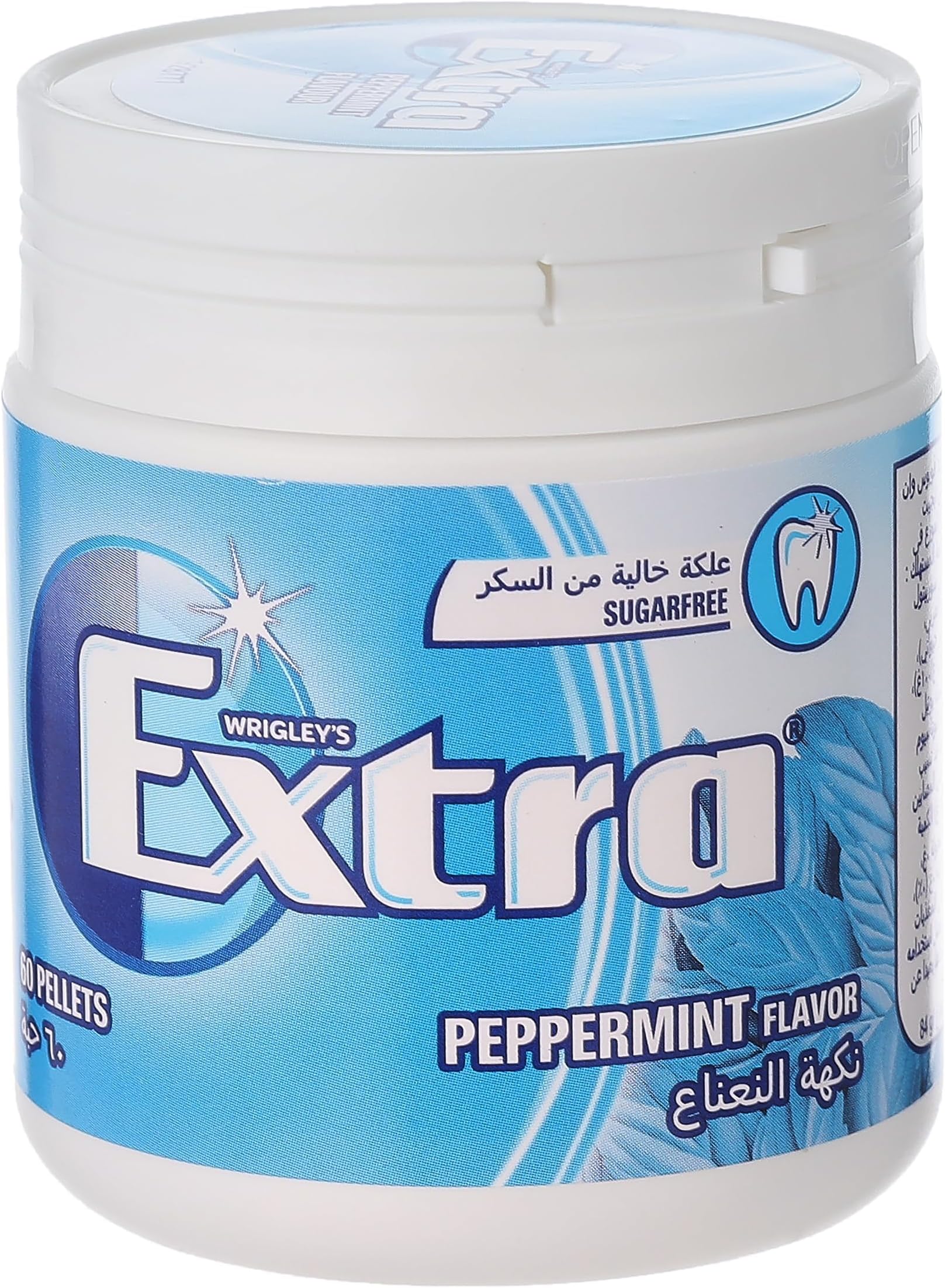 Wrigley's Extra Chewing Gum, Peppermint Flavour, 6 Bottles of 46 Pieces, Sugar Free Chewing Gum Bulk Pack with Xylitol (276 pieces)