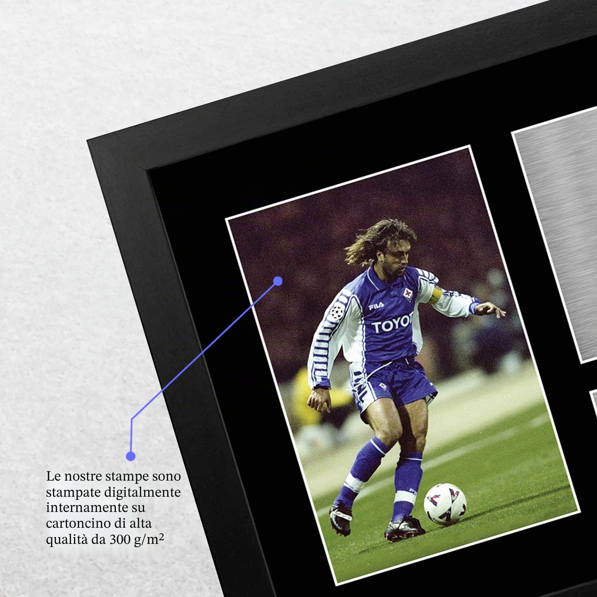 HWC Trading FR A4 - Immagine autografata di Gabriel Batistuta con la maglia della Fiorentina, regalo per fan e tifosi, formato A4, con cornice