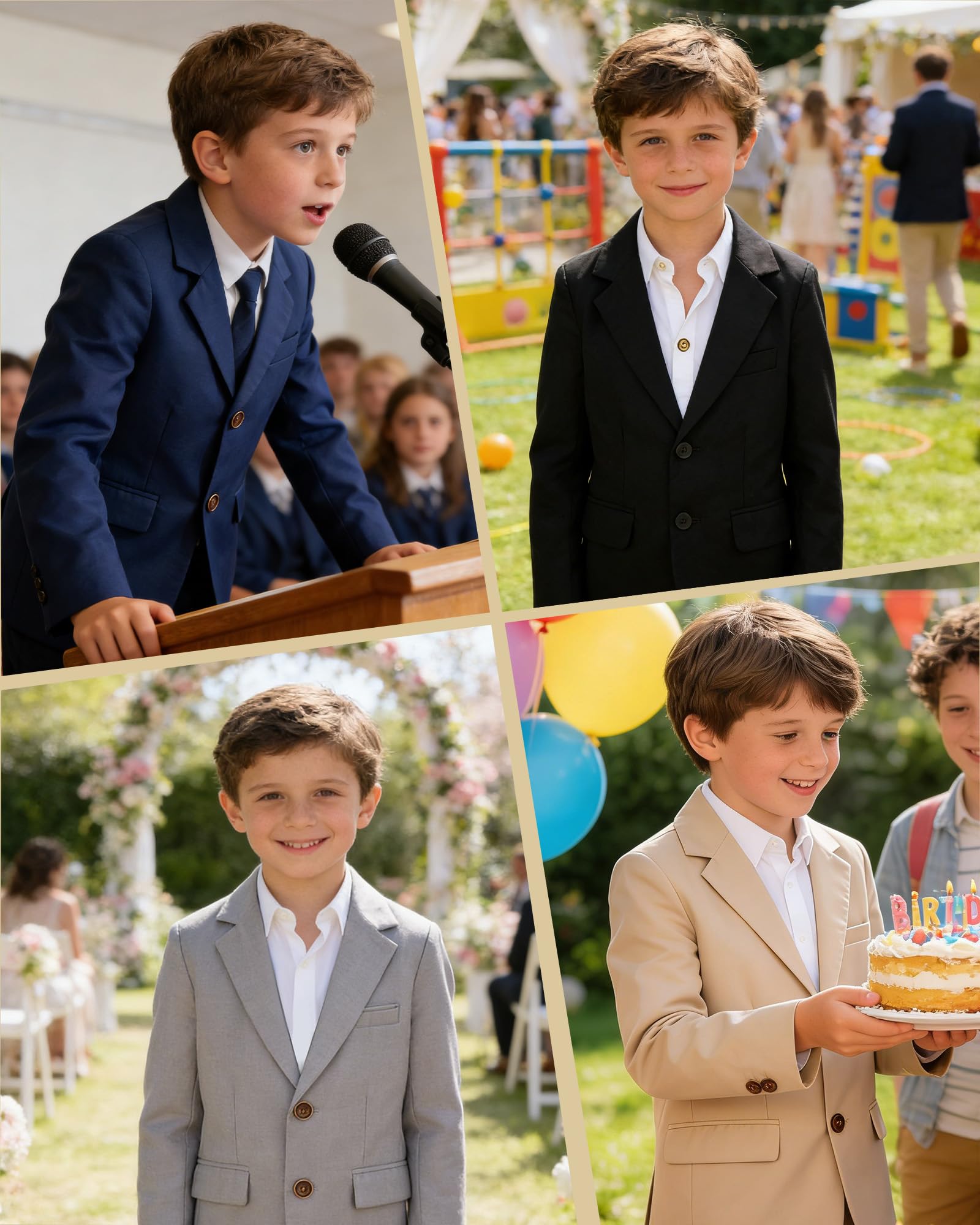LOLANTA Blazer Casual per Bambino, Giacca da Completo Unita, Classico Monopetto con Tasche a Patta, 5–12 Anni