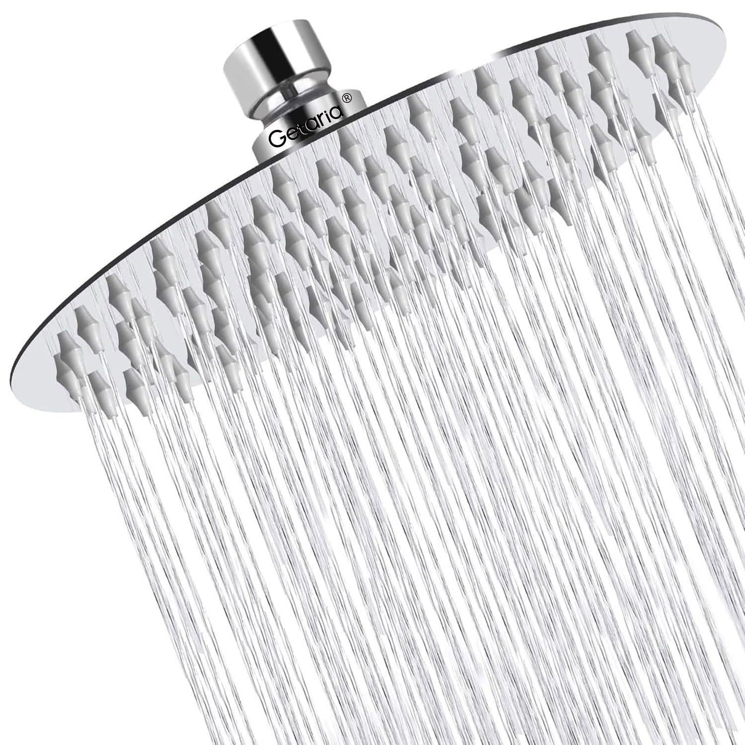 Getaria Rain Shower Head,10 Inch High Pressure Rainfall Showerhead Large Waterfall Shower Head with Anti-Limescale Nozzles Rain Shower Head Round