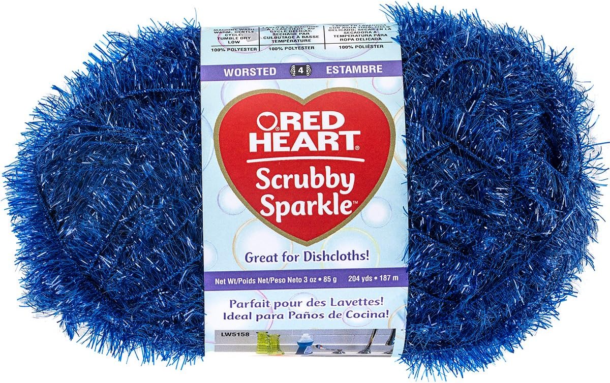 Red Heart Scrubby Sparkle Yarn, Grapefruit