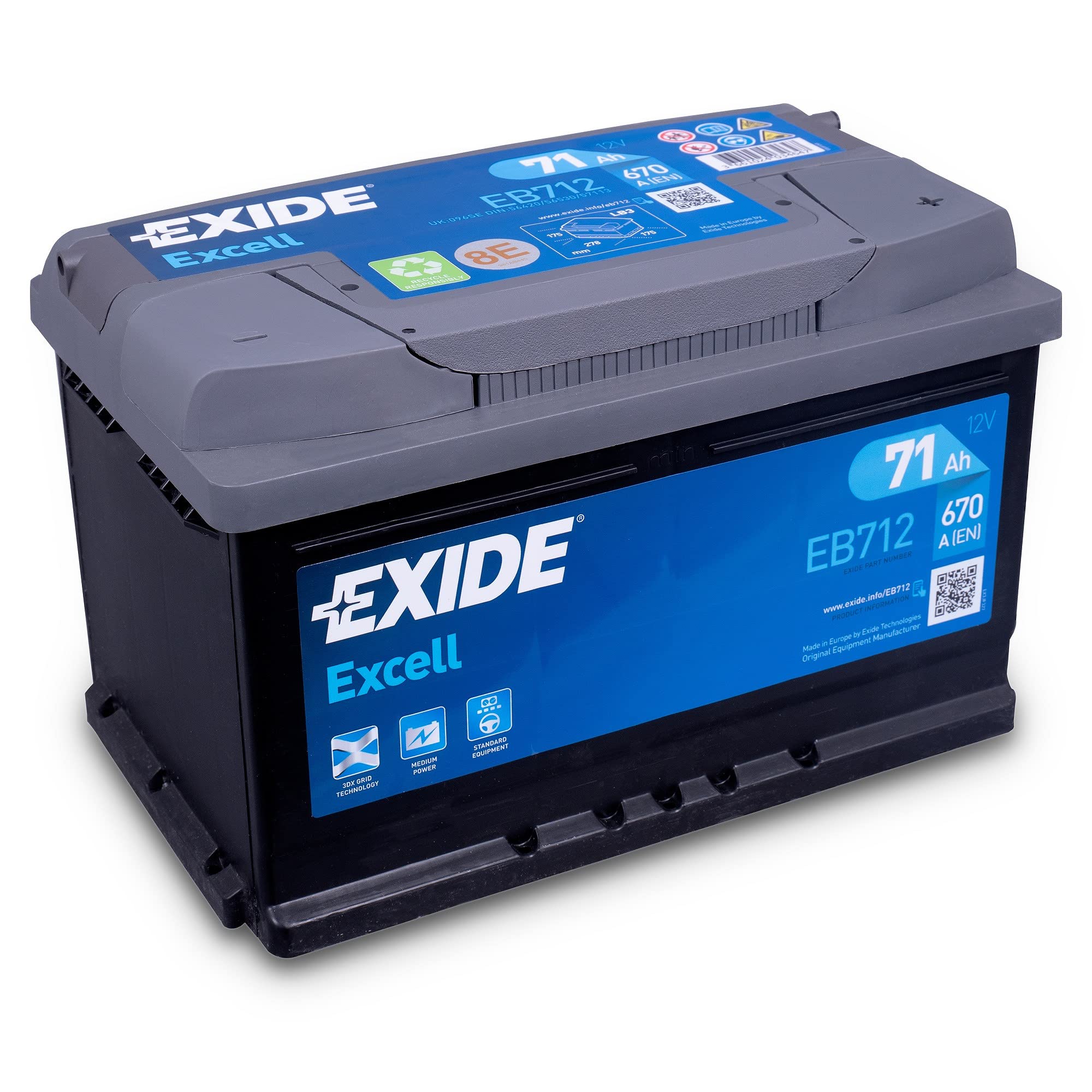 Exide Eb712 Starter Battery 71 Ah