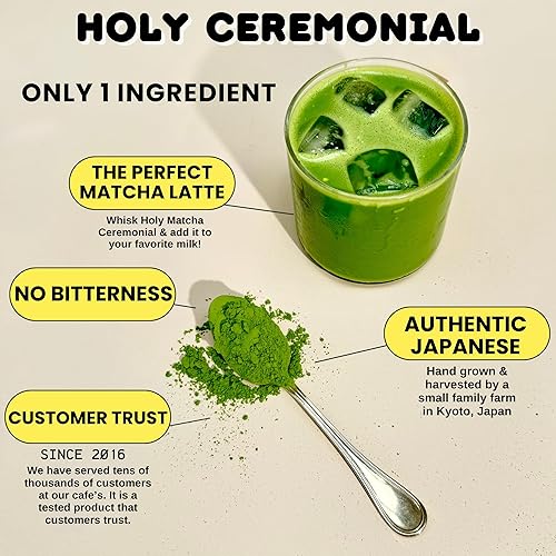 Miniatura 2 de Holy Matcha Té verde ceremonial en polvo de Kioto Japón  Superalimento antioxidante con L-teanina para energía natural y enfoque, 80 porciones