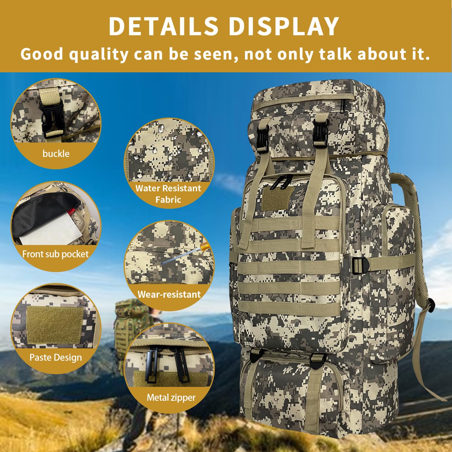 mochilas de senderismo, 80l mochilas de camping, mochilas impermeables para grandes viajes al aire libre mochilas para hombres y mujeres