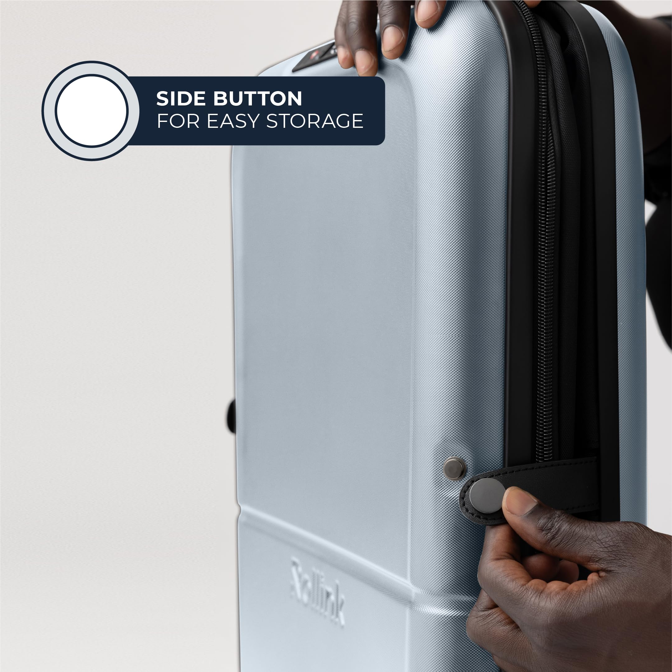 Rollink Flex Light - Maleta plegable (75% de ahorro de espacio), ultraligera (solo 2,45 kg), 4 ruedas, 55 x 40 x 20 cm, ideal para viajes y viajes de negocios, plata, Carry-On, Estuche rígido