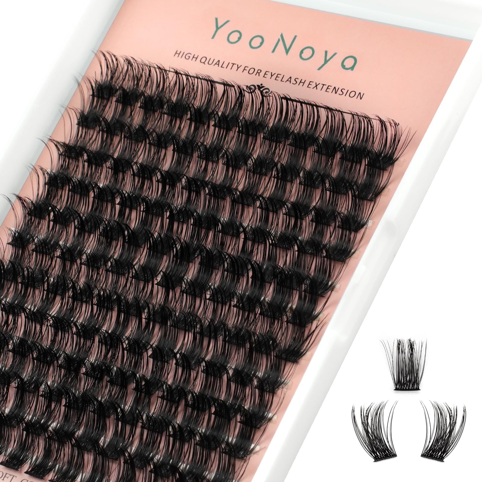 YOONOYA Lash Clusters 144 PCS 16mm Mix Volume Lashes Eyelash Clusters D Curl Cluster Eyelash Extensions Natural Wispy Cluster Lashes Reusable Individual Thick Lash Extension (QD-16mm)