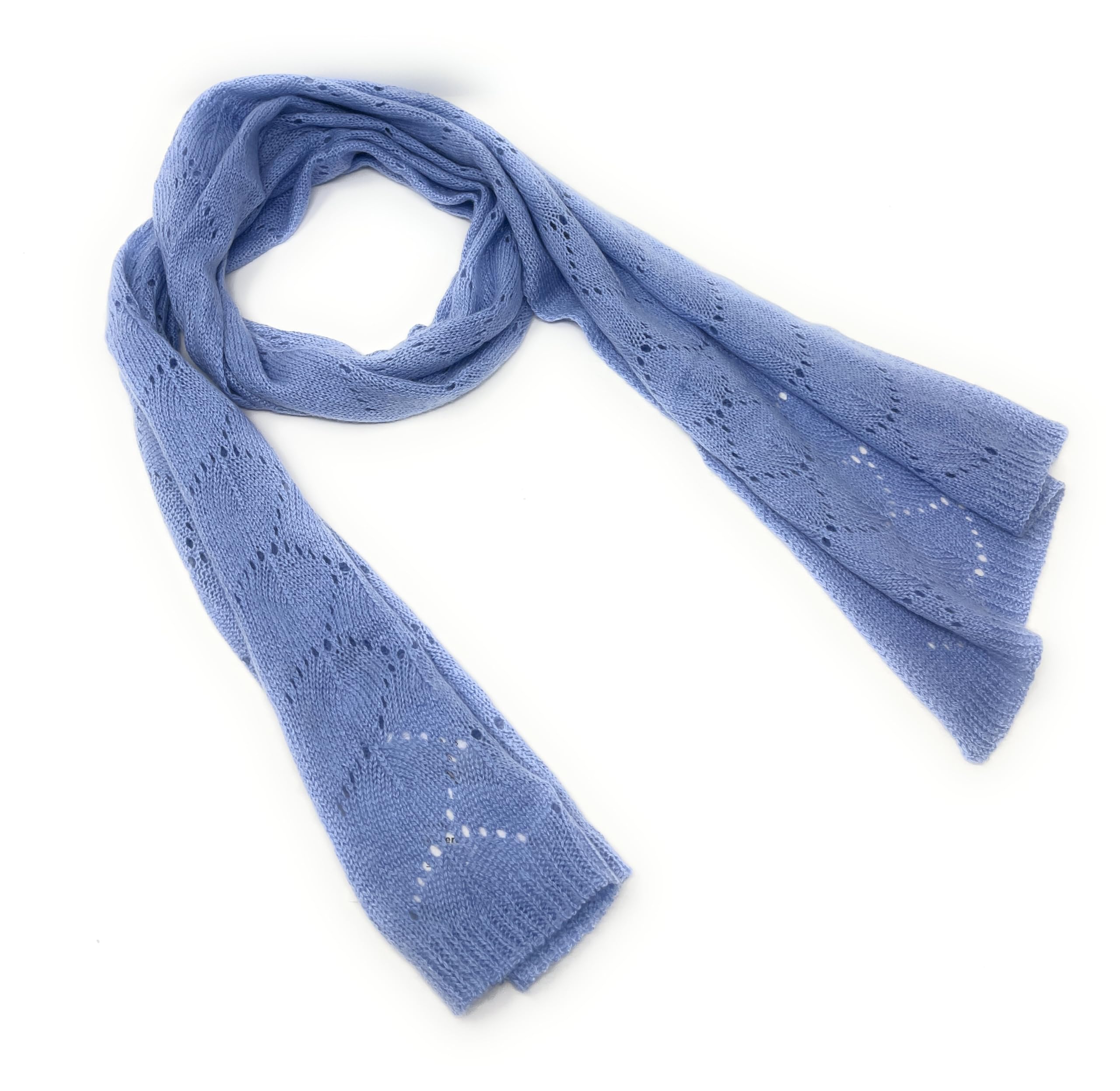 Sciarpa lavorata a maglia 30% Cashmere 70% Lana in Azzurro Polvere