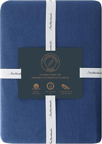 Miniatura 6 de Featherhead Juego de sábanas de franela 100% algodón, 4 piezas  Doble cepillado para mayor suavidad, cálido y transpirable, bolsillos extra