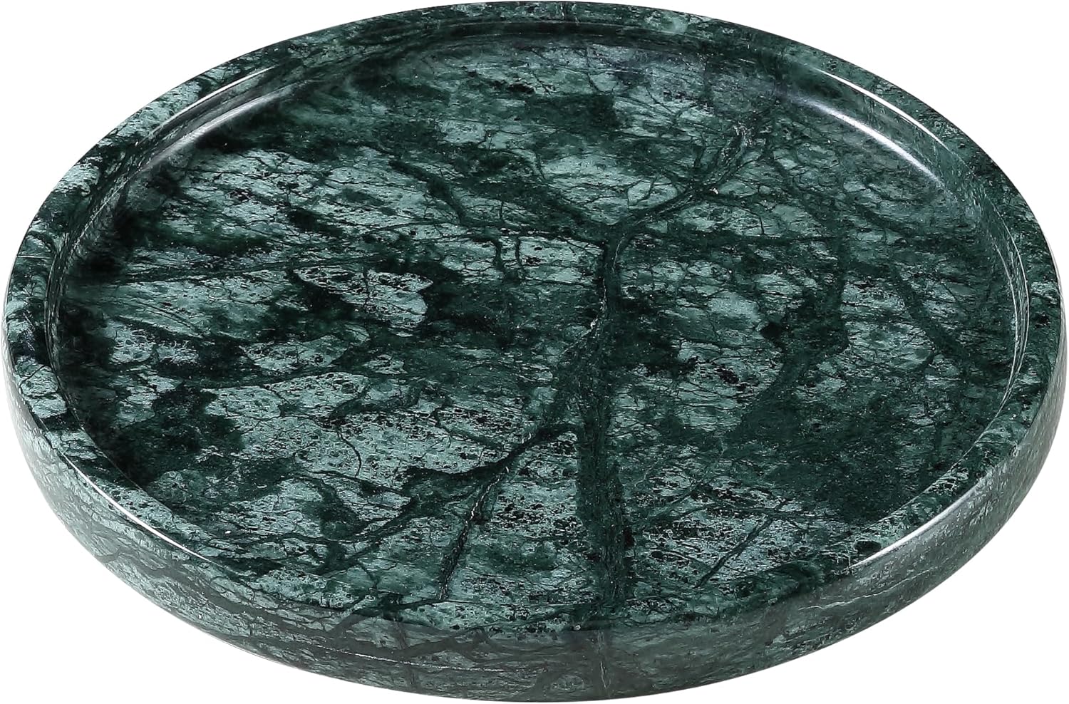 Natural Marble Round Tray - 8 Inch Decorative Tray for Bathroom, Vanity, Jewelry, Decor | Perfect for Organizing Perfume, Rings, Fragrance, and Home Decoration (Green)